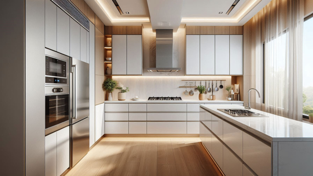 "Indian couple cooking in a modern modular kitchen with built-in dishwasher and smart induction hob — modular kitchen design by Metal & More Interiors, Hyderabad"