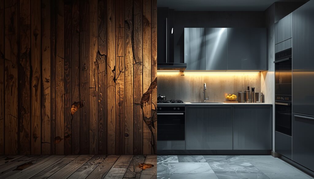 steel modular kitchen vs wood and aluminium kitchen cabinets comparison in Hyderabad