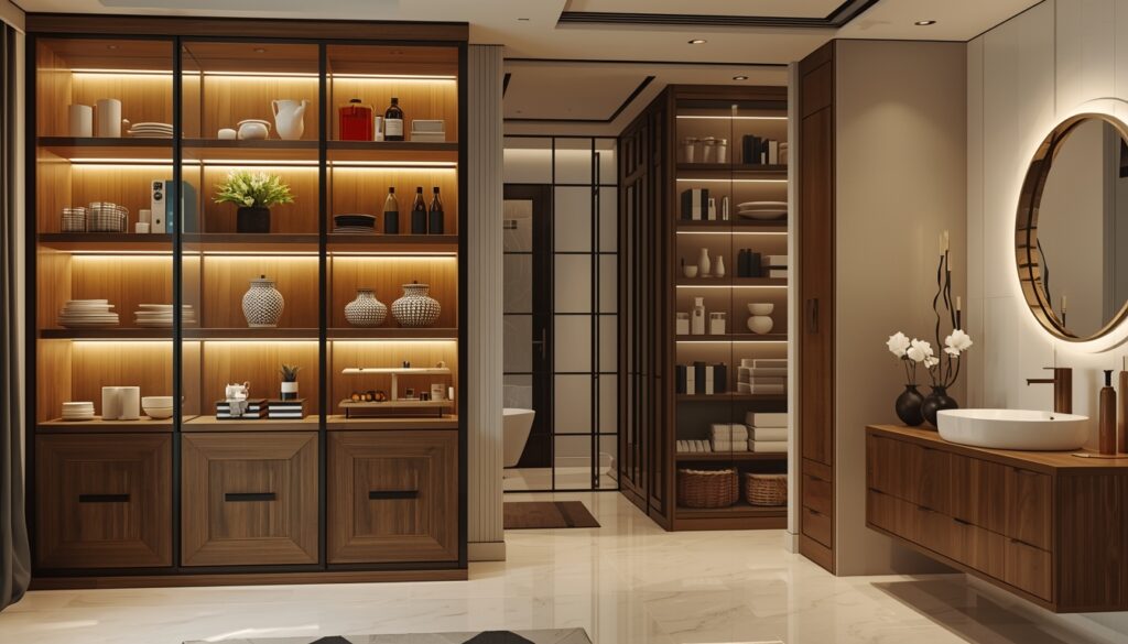 crockery unit pantry unit and vanity unit design cost in Hyderabad modern home interior storage solutions