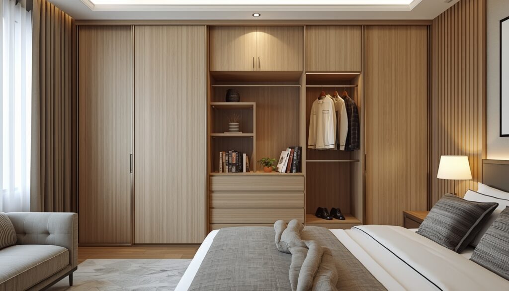 wardrobe cost in Hyderabad sliding wardrobe design for 2BHK interior modern bedroom storage unit
