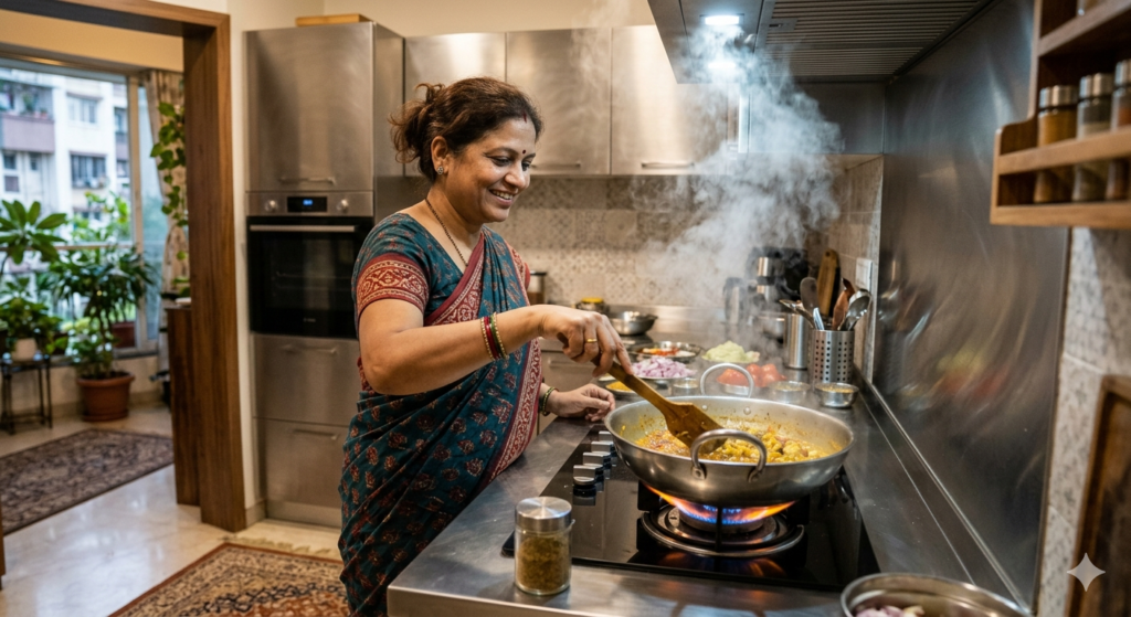 stainless steel kitchen heat resistant Indian cooking low maintenance