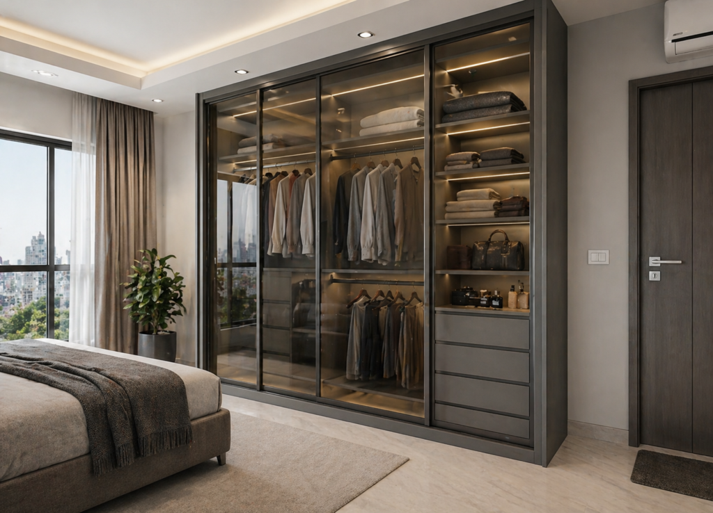 aluminium wardrobe Hyderabad termite proof - Metal and More Interiors custom wardrobe
