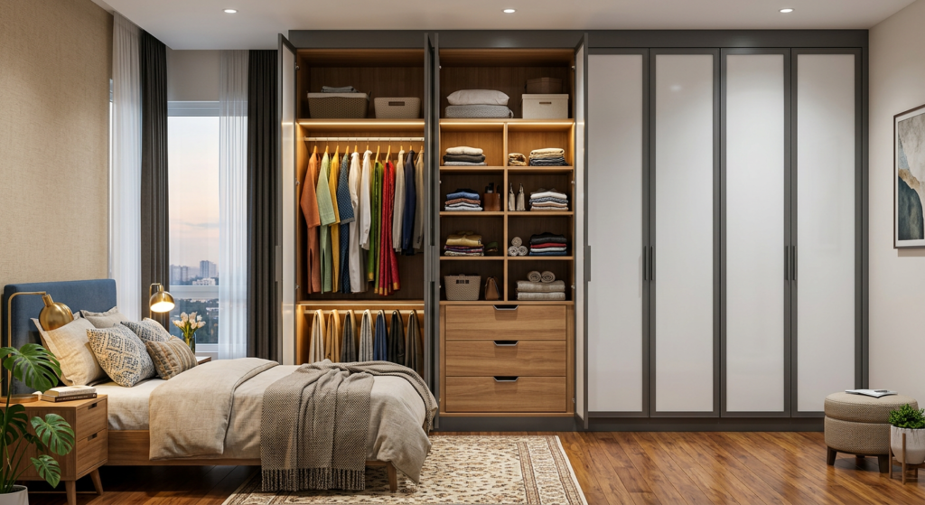 Metal and More Interiors aluminium wardrobe Hyderabad - custom modular wardrobe Secunderabad Yapral