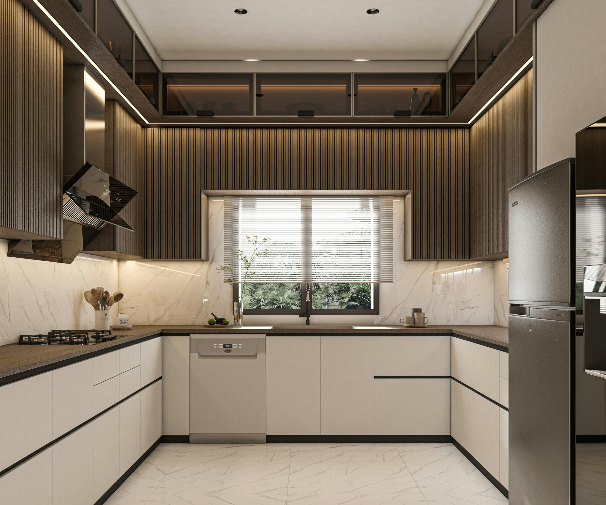 TV unit and false ceiling 3BHK living room Hyderabad