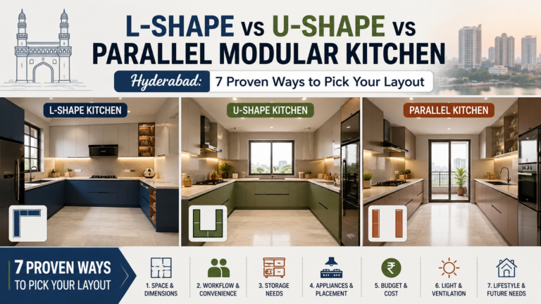 L-Shape vs U-Shape vs Parallel Modular Kitchen Hyderabad: 7 Proven Ways to Pick Your Layout