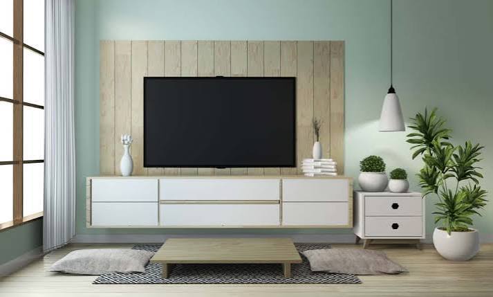 Wall mounted aluminium TV unit Hyderabad apartment