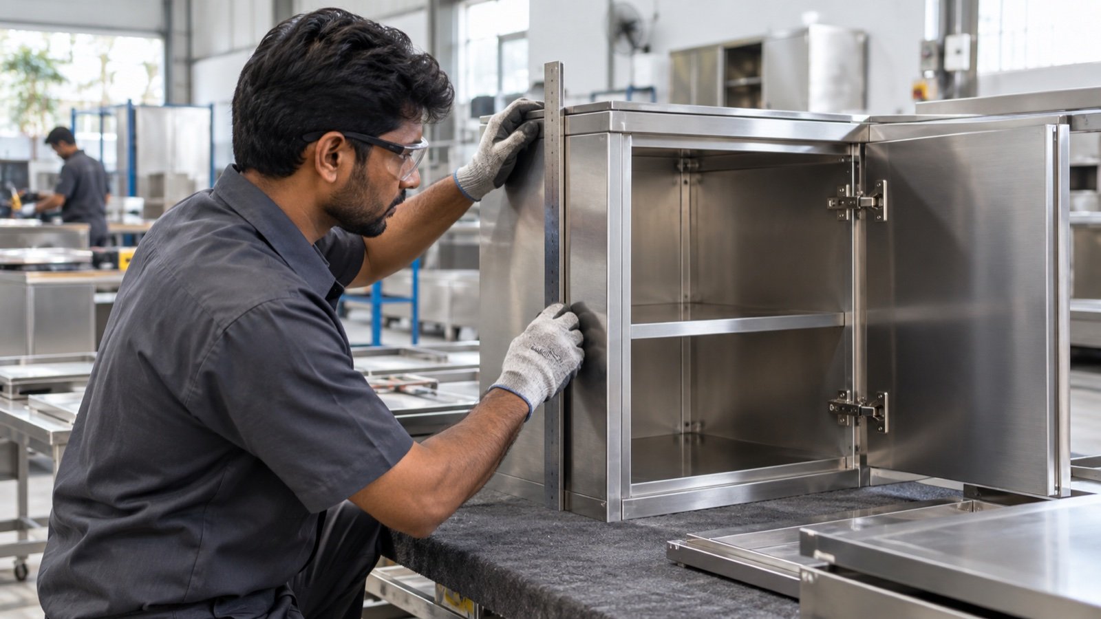 Metal cabinet quality inspection during in-house manufacturing in Hyderabad