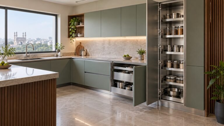 Premium metal vs WPC kitchen with fabricated steel cabinet interiors in Hyderabad