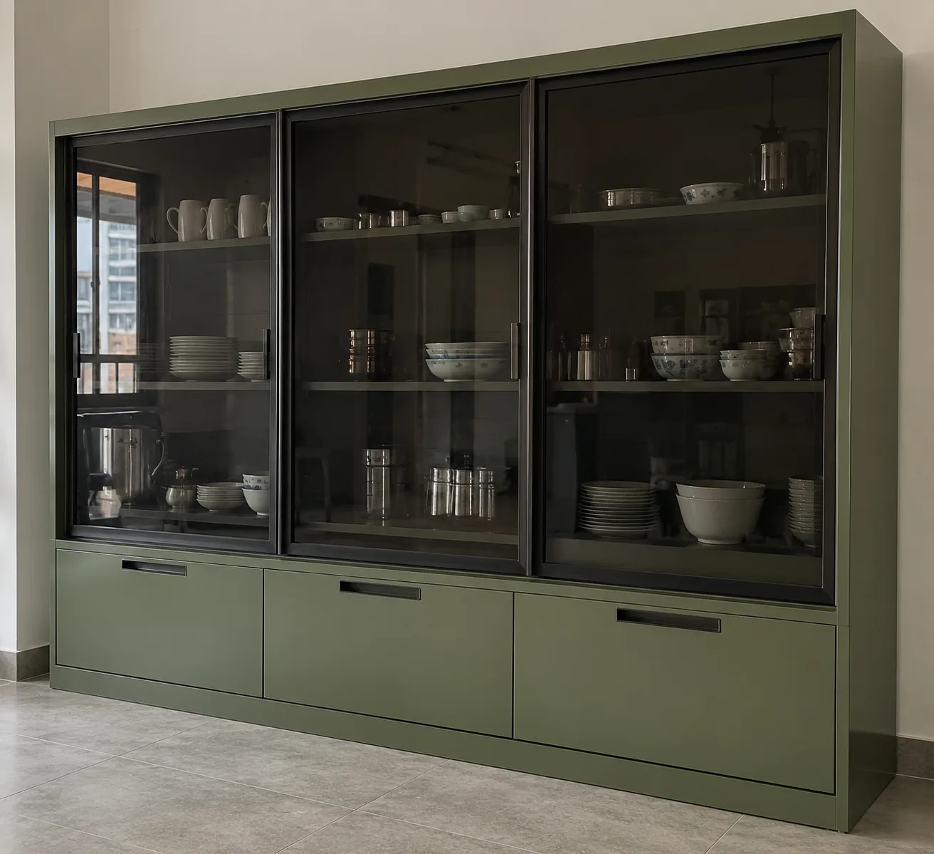 olive sliding crockery design concept