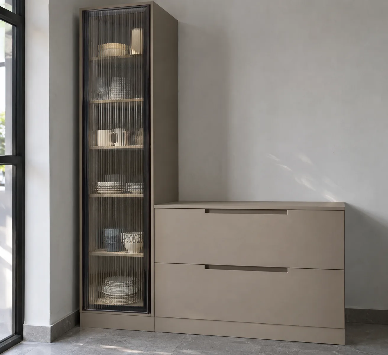 taupe slim crockery design concept
