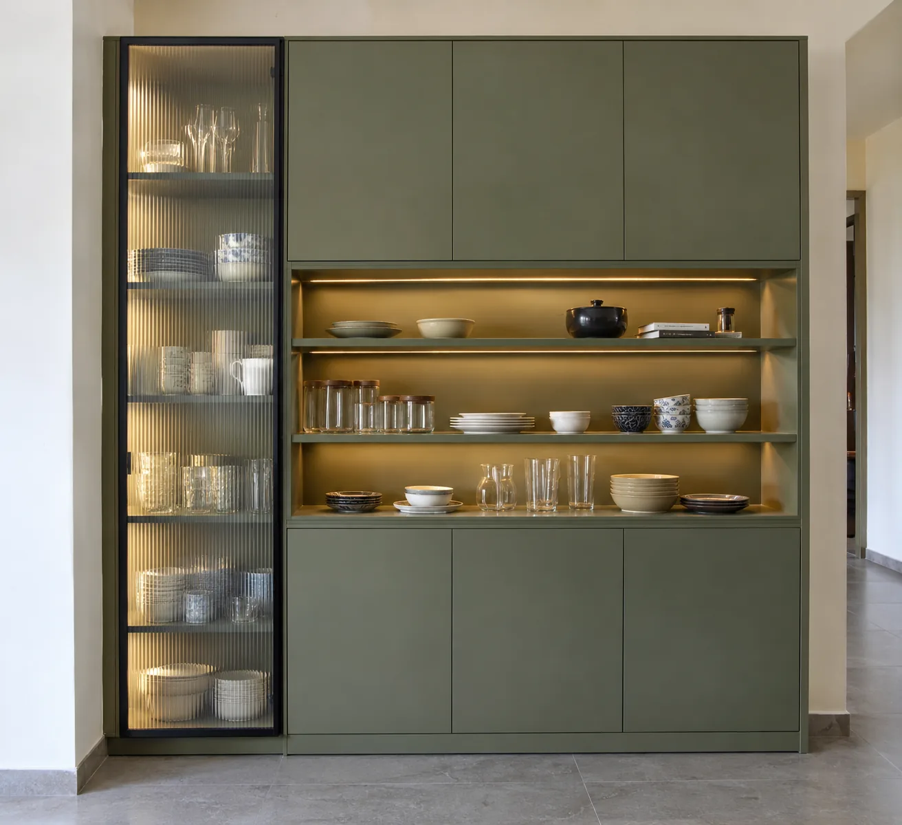 Aluminium Olive Fluted Display Wall design concept