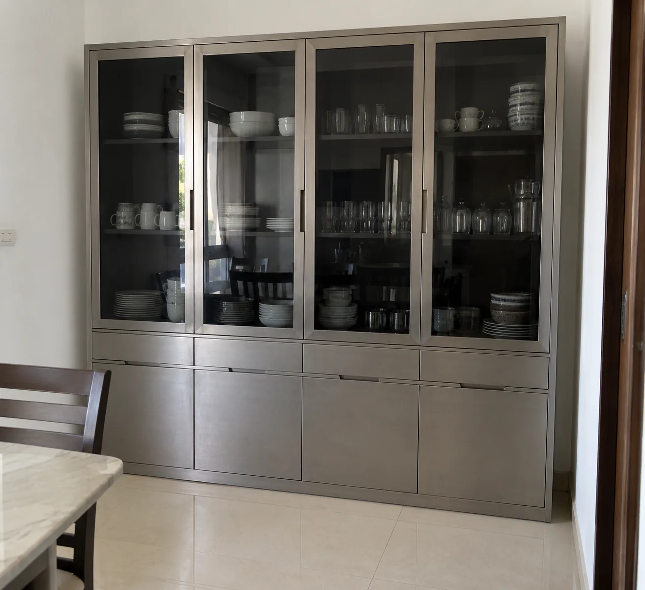 silver vitrine crockery design concept