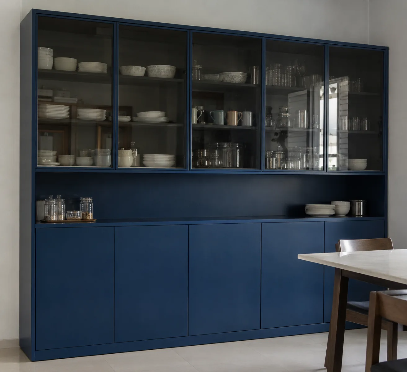 blue framed crockery design concept