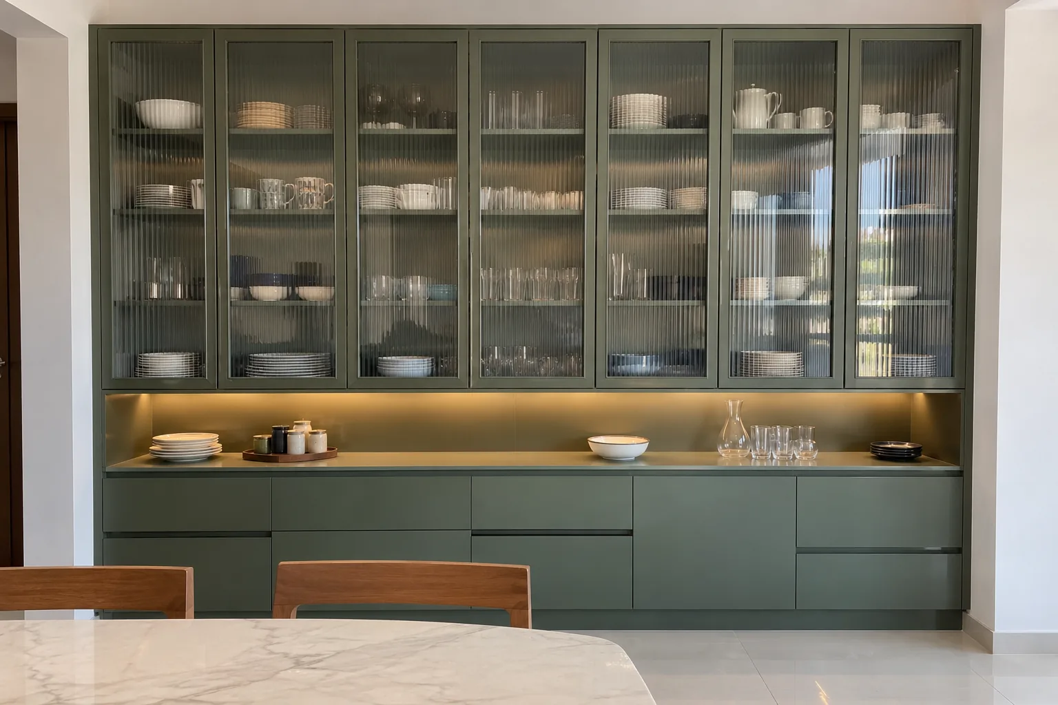 emerald wall crockery design concept