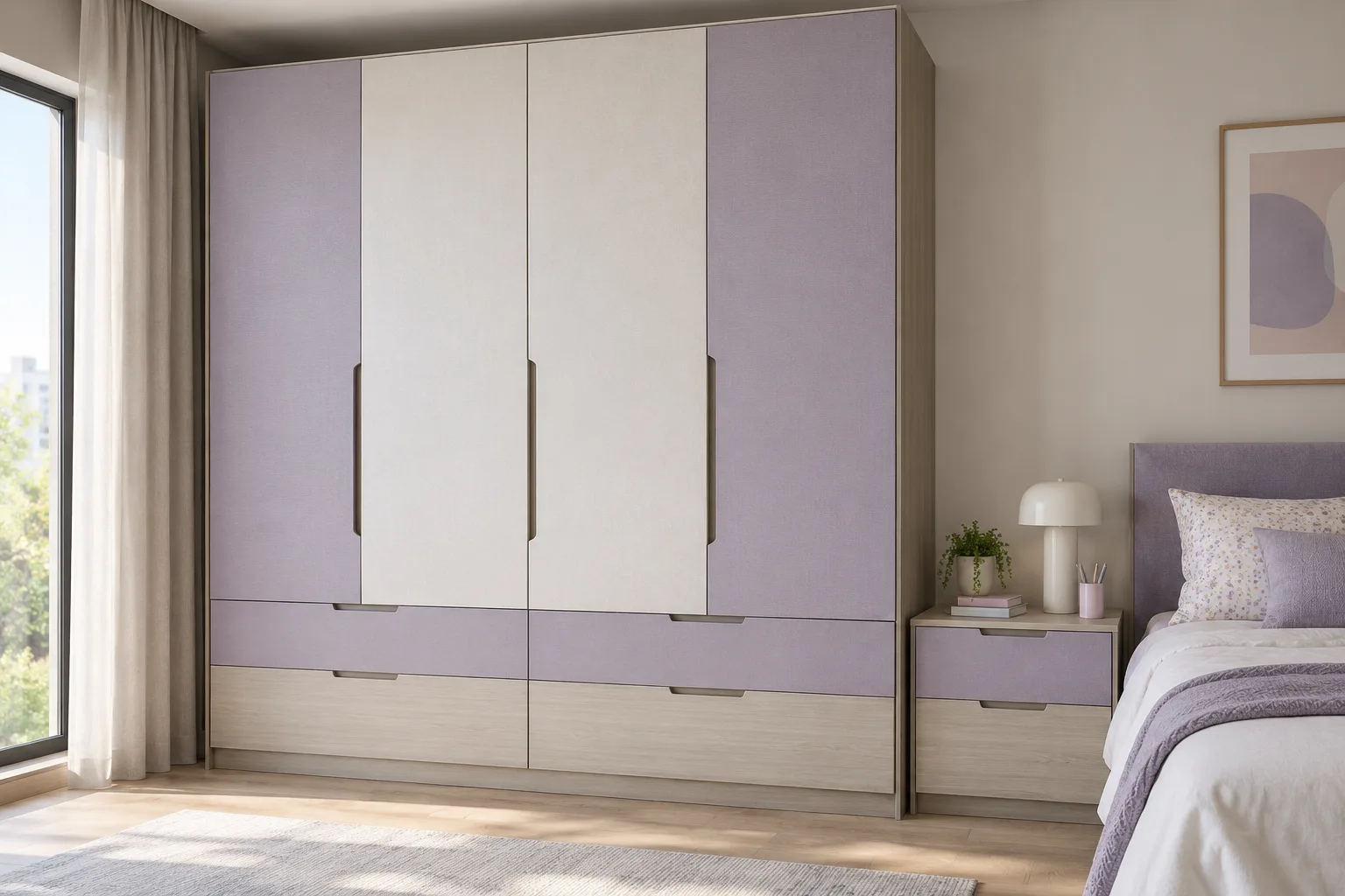Aluminium Linen Laminate Drawers MM-CW067 Children Wardrobe concept