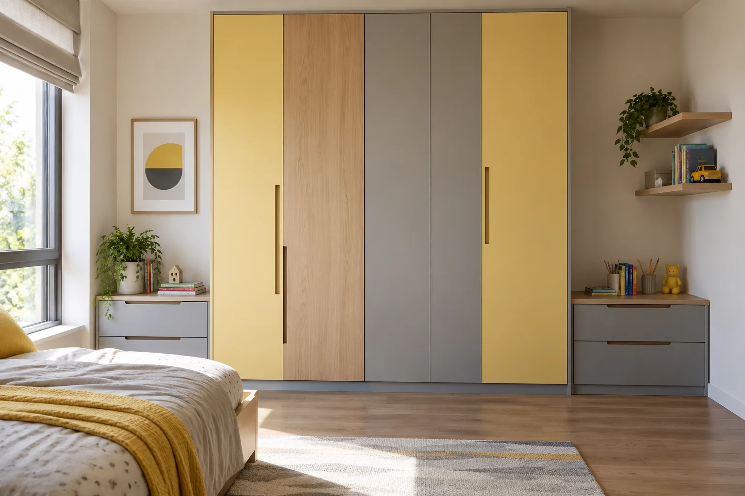 Aluminium Asymmetric Laminate Slabs MM-CW069 Children Wardrobe concept
