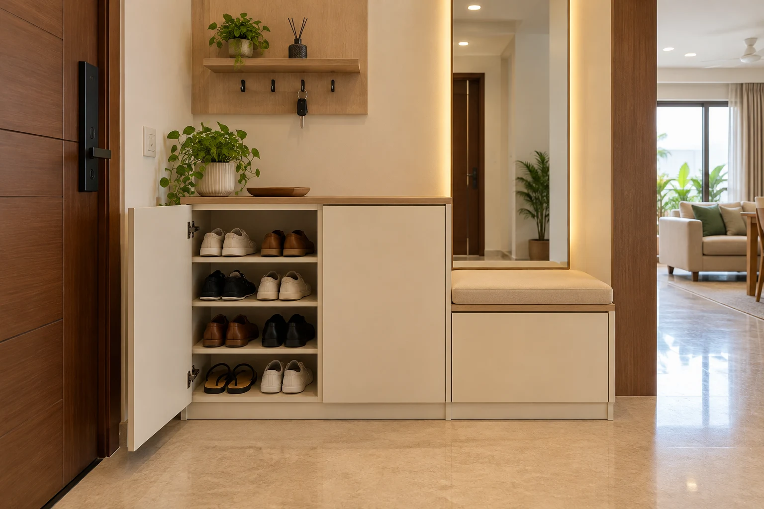 Foyer and Shoe Storage in Hyderabad — AI design concept