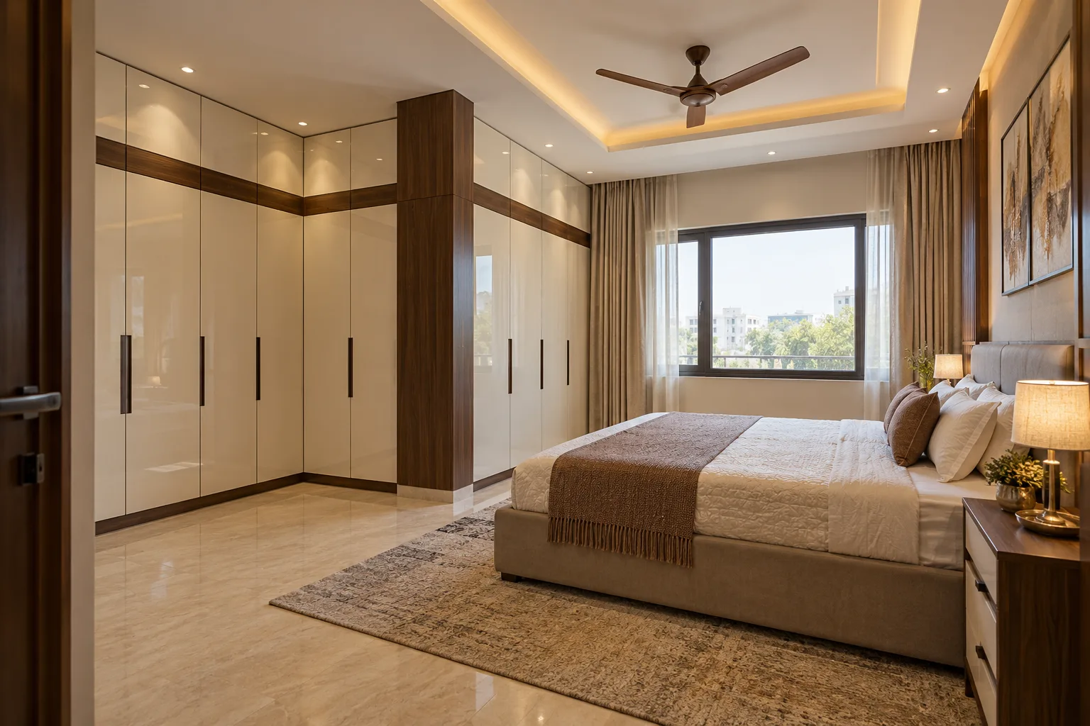 GI Ivory Column Wrap Master Bedroom Wardrobe concept