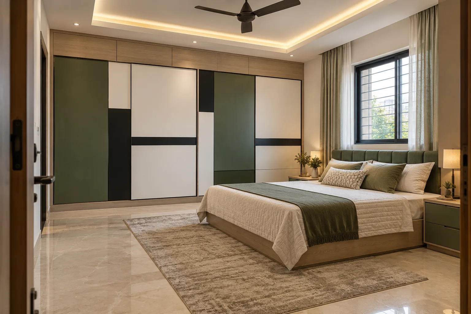 white black grid wardrobe concept