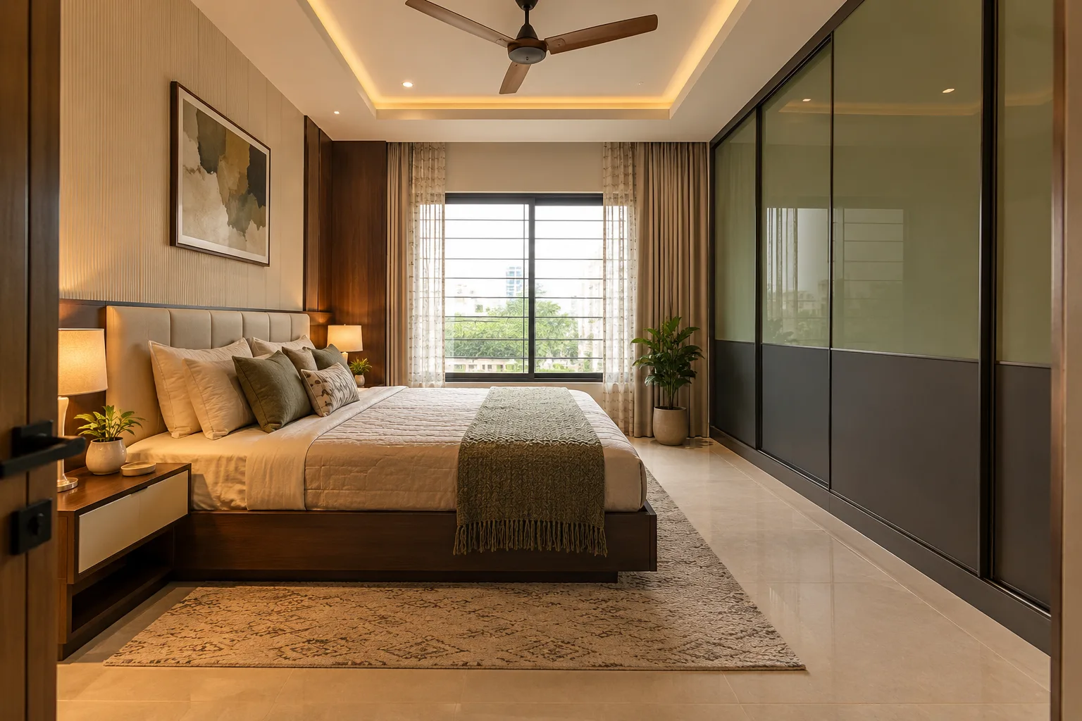 sage charcoal sliding wardrobe concept