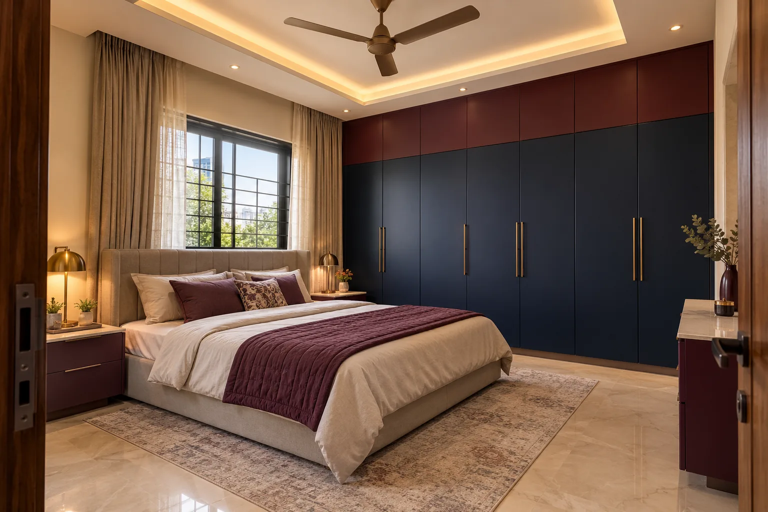 navy plum loft wardrobe concept