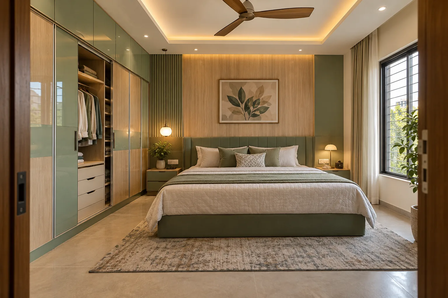 sage oak sliding wardrobe concept