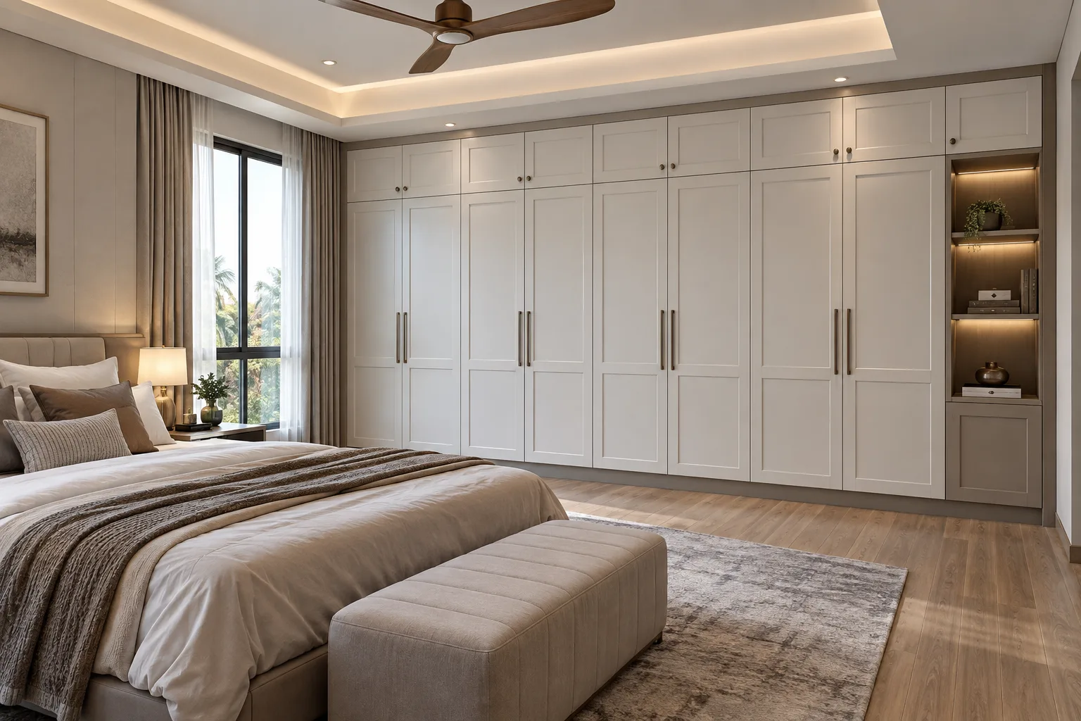 white classic loft wardrobe concept