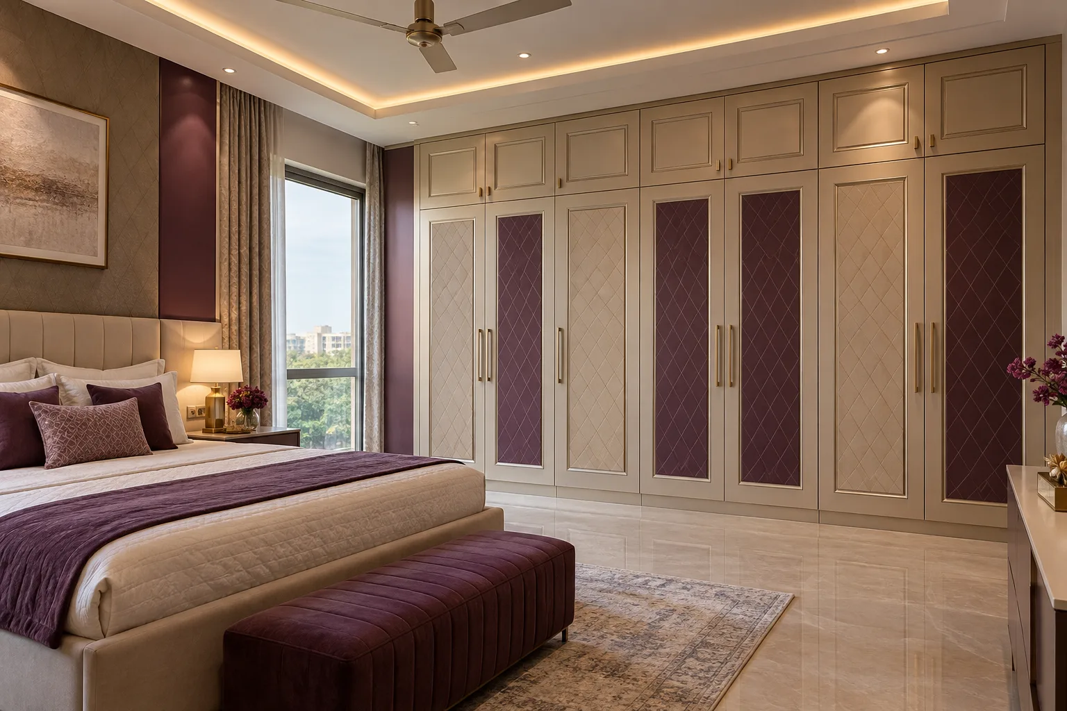 champagne plum diamond wardrobe concept