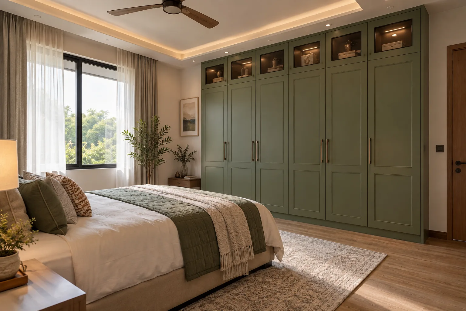 olive glass square loft wardrobe concept