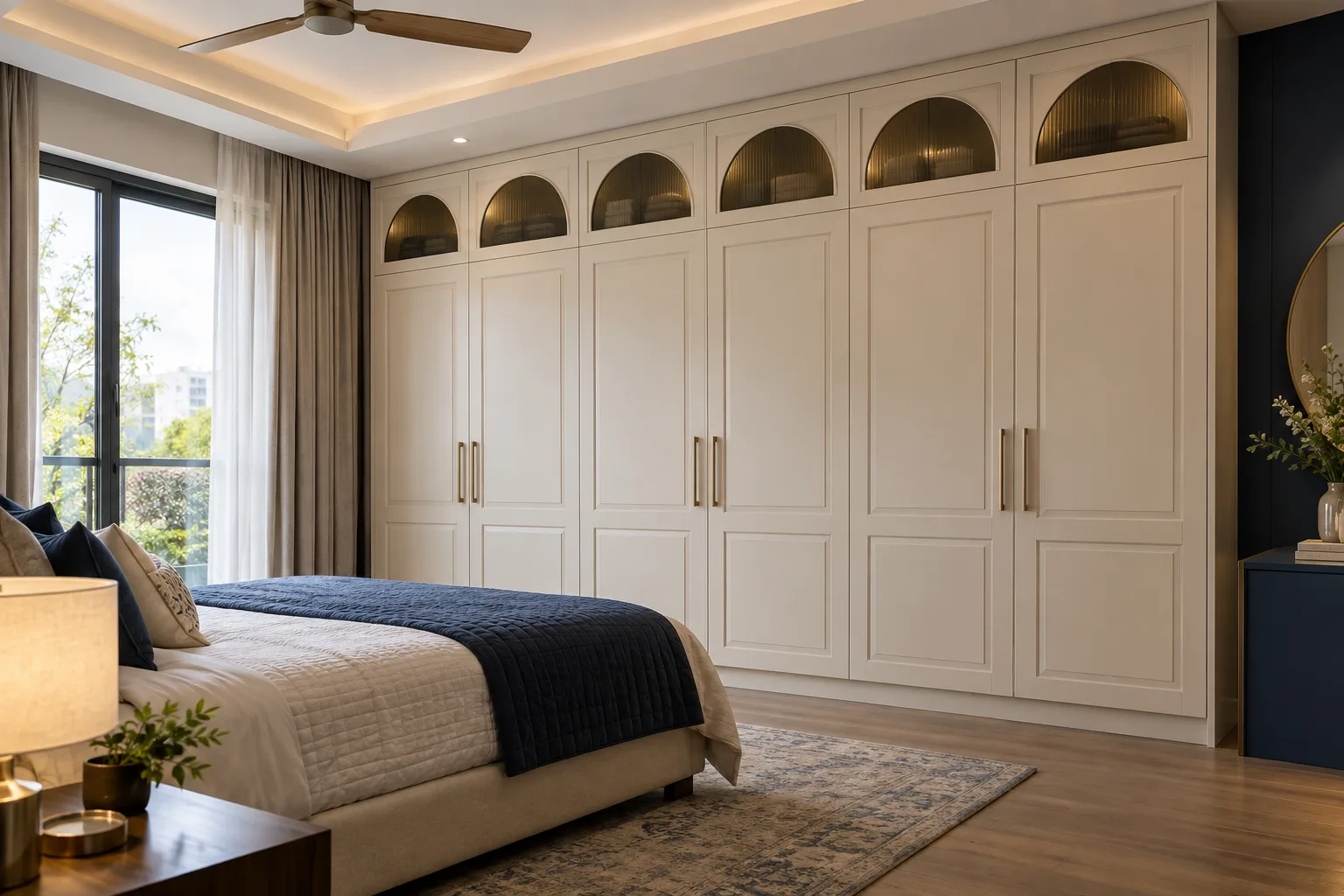 GI Ivory Glass Top Inset Master Bedroom Wardrobe concept