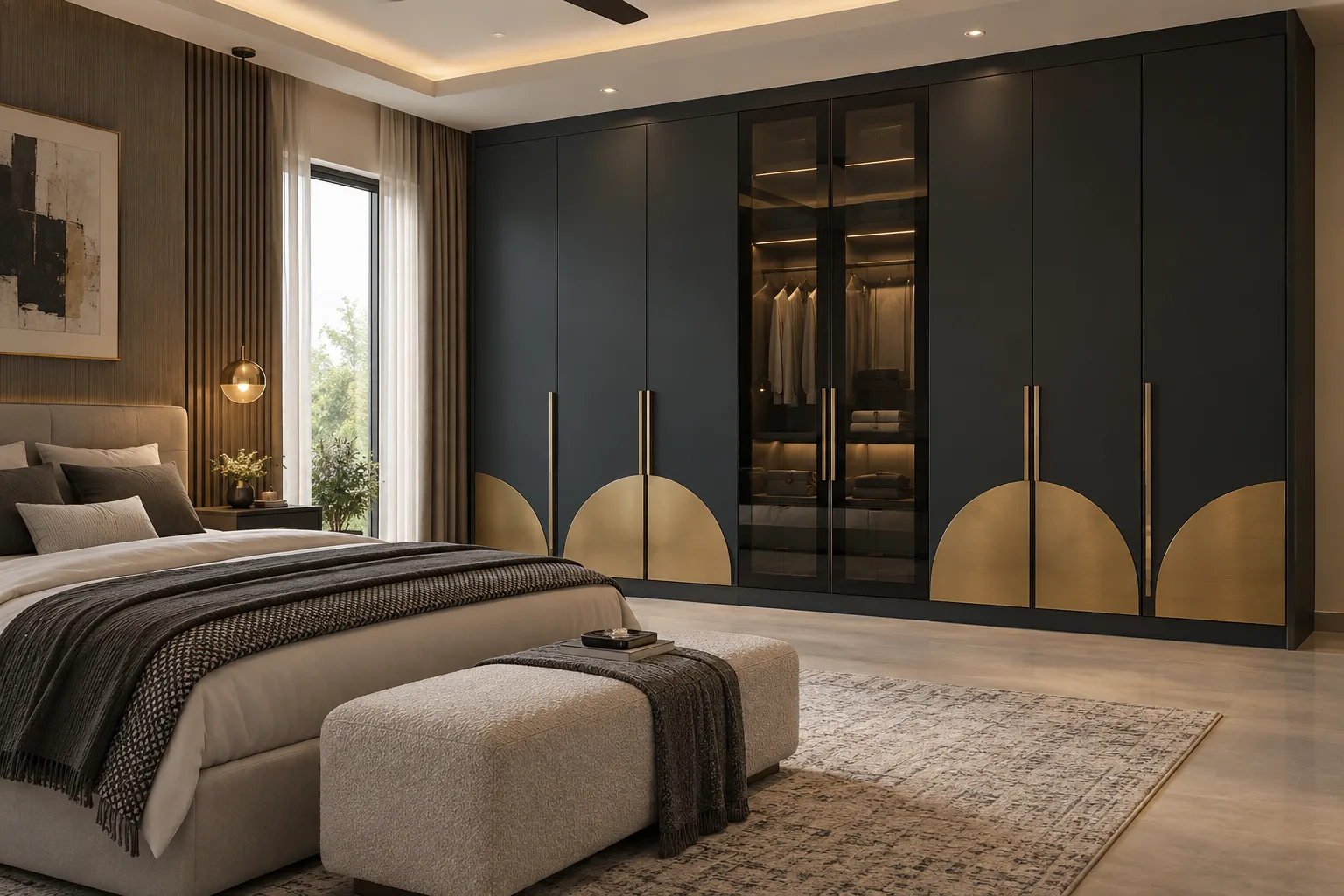 midnight brass half disc wardrobe concept