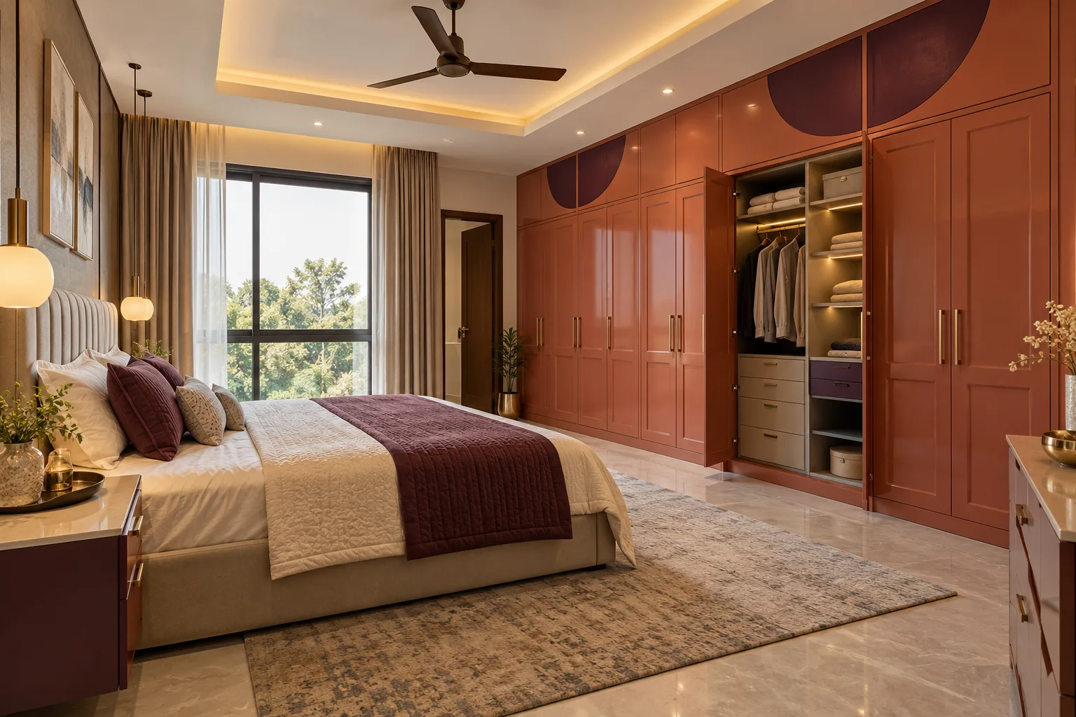 terracotta graphic panel wardrobe concept