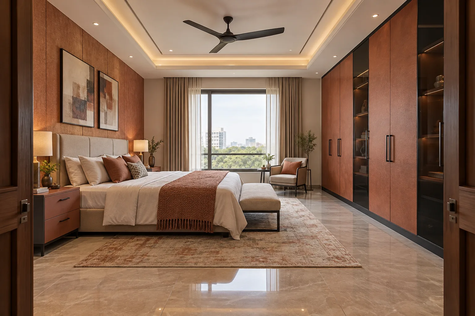 copper black glass wardrobe concept