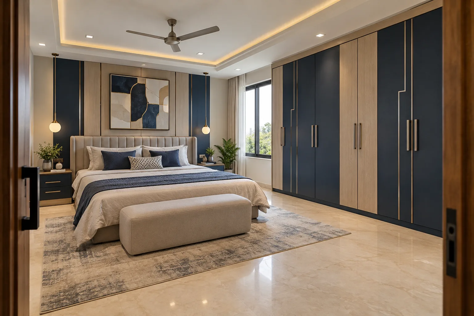 navy stepped strip wardrobe concept