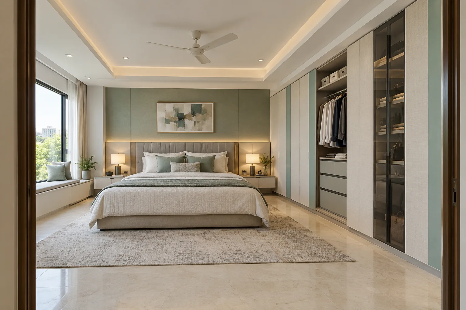 mint linen inset wardrobe concept
