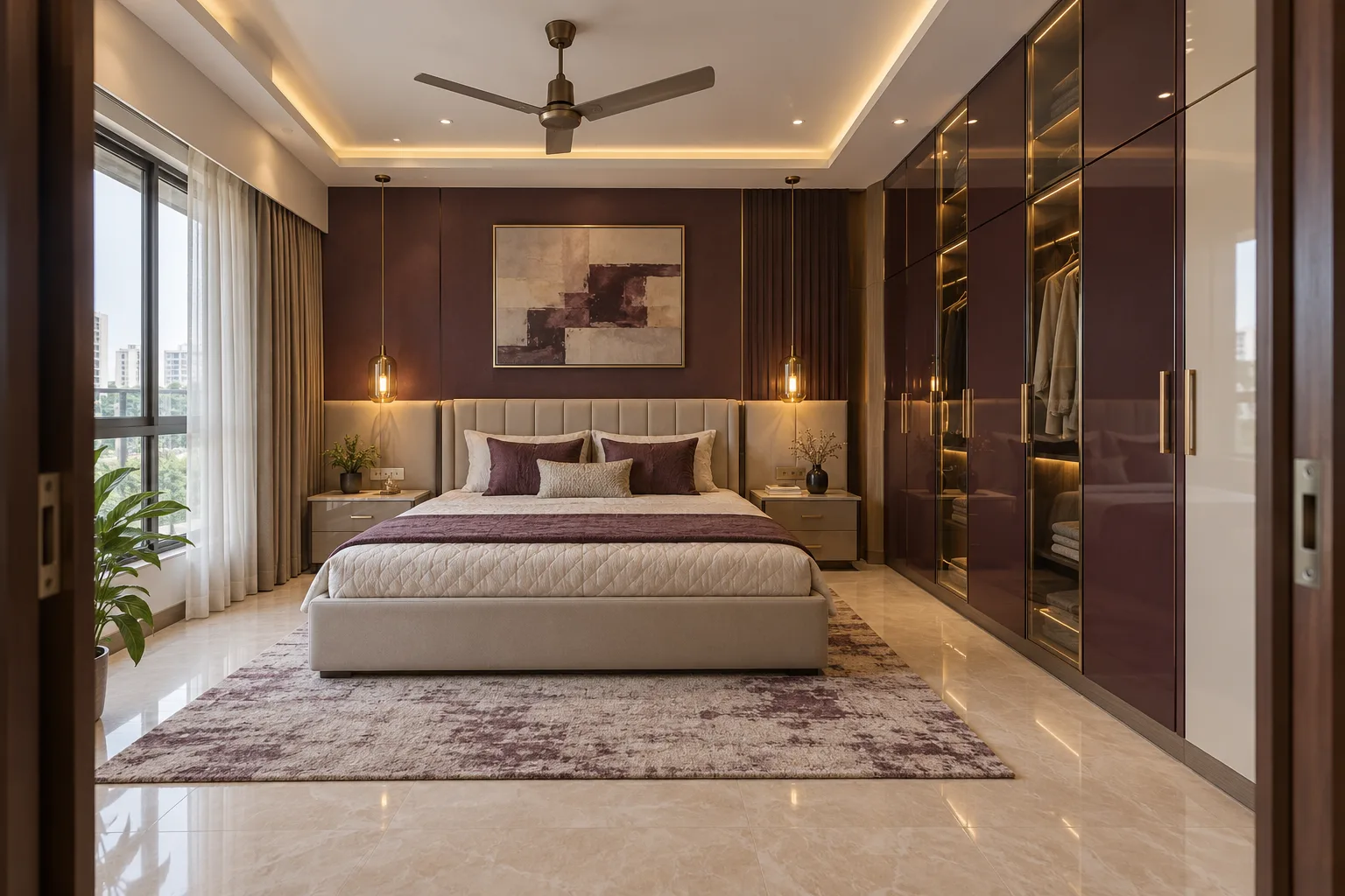 plum smoked glass wardrobe concept