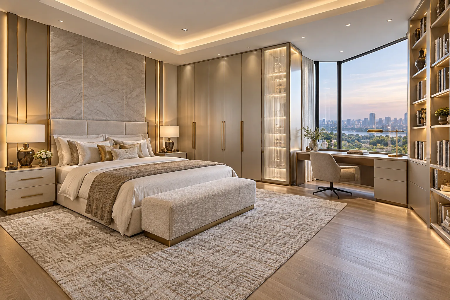pearl gold window office wardrobe concept