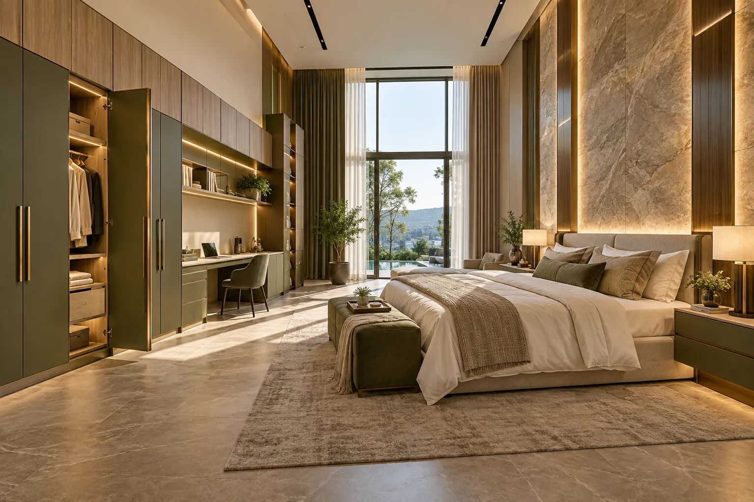 olive shared worktop wardrobe concept