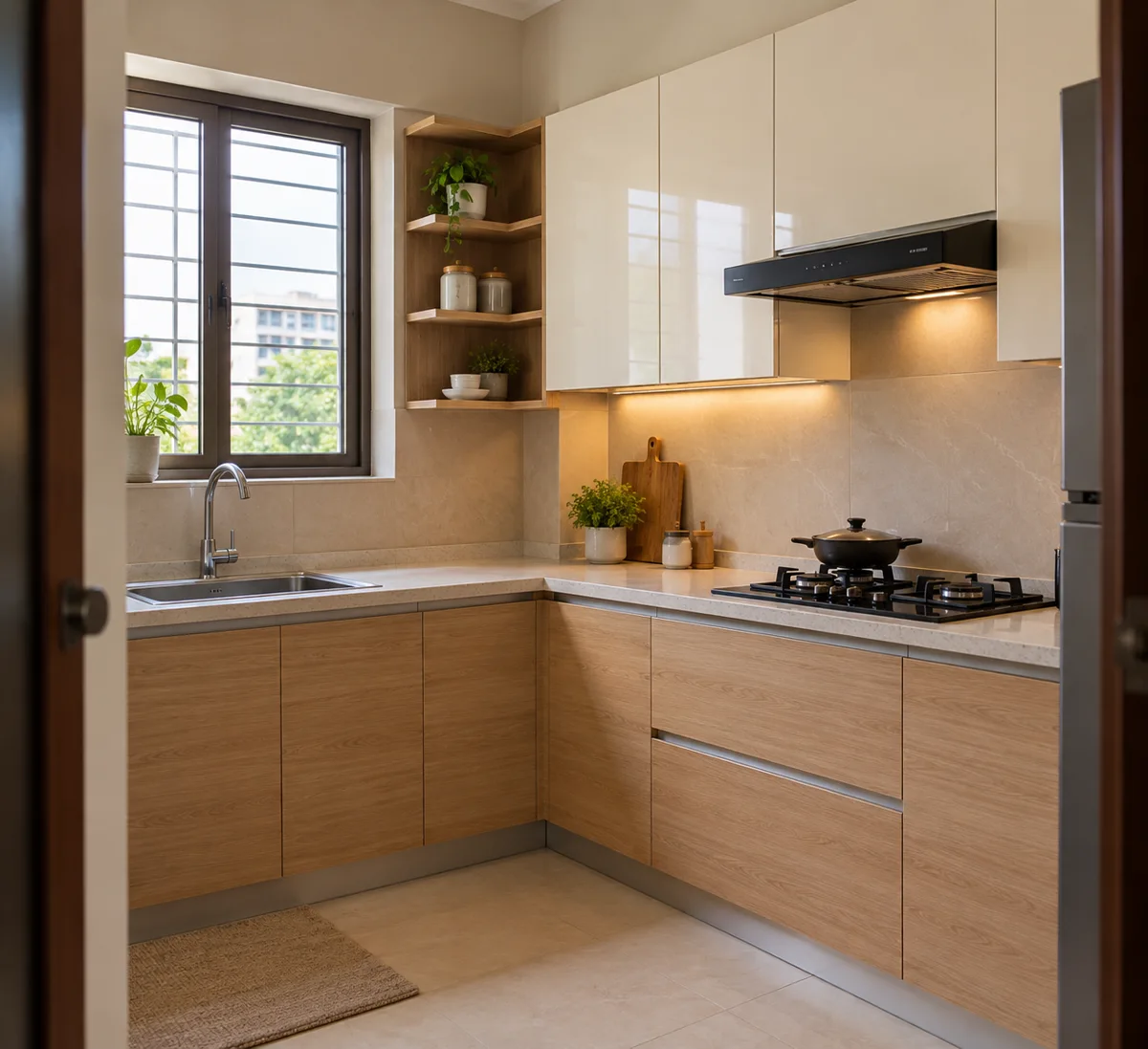 maple ivory square cubbies small kitchen — AI concept