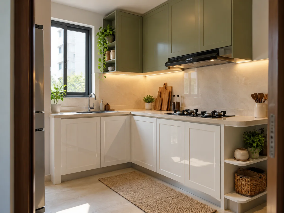 pearl olive basket niche small kitchen — AI concept