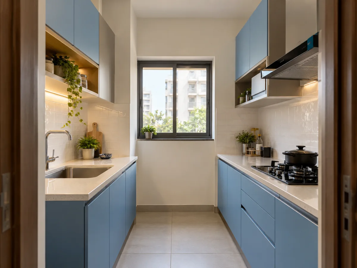 sky putty open plate niche small kitchen — AI concept