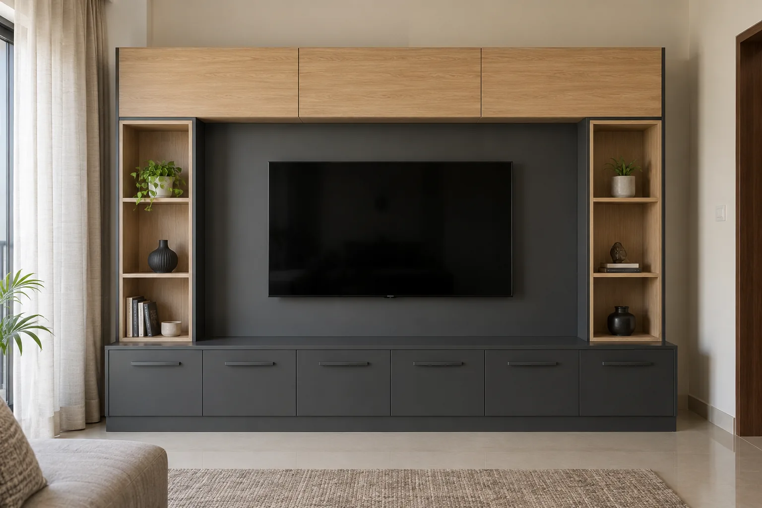 GI Box Grid TV Unit AI-generated design concept
