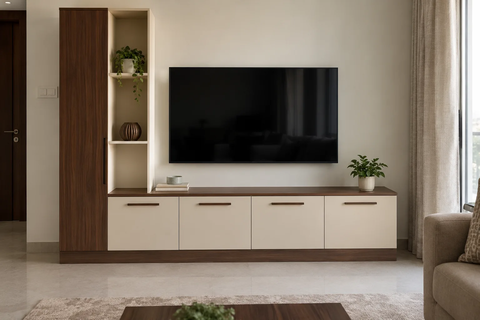 GI Tower Offset TV Unit AI-generated design concept