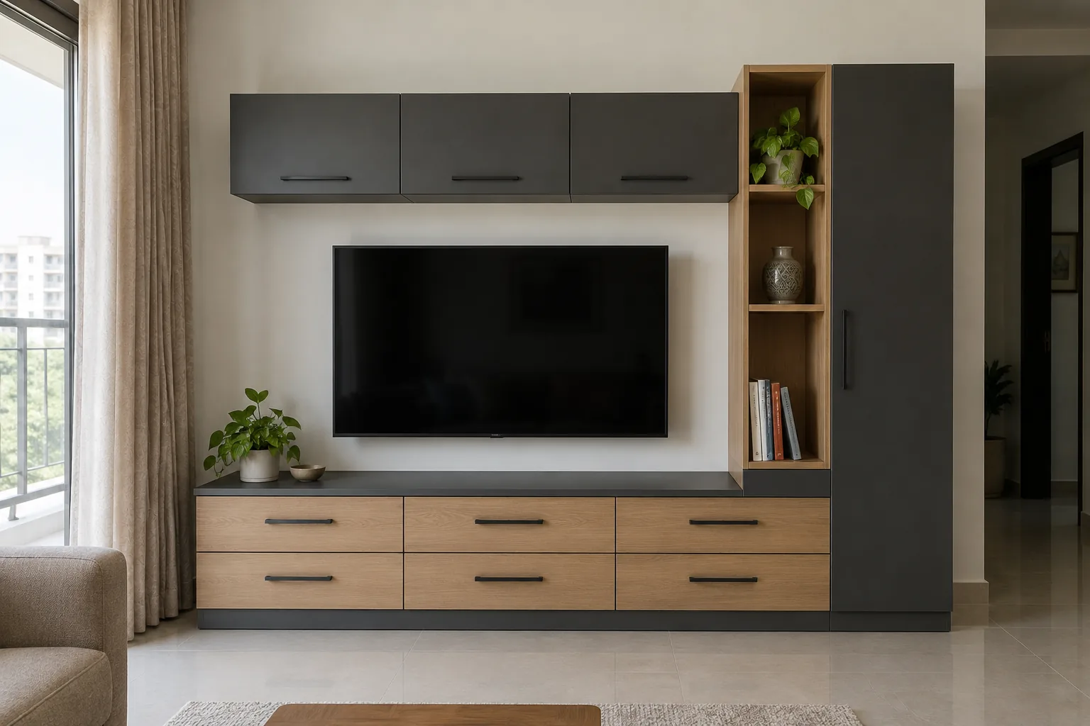 Aluminium Tower Grid TV Unit AI-generated design concept