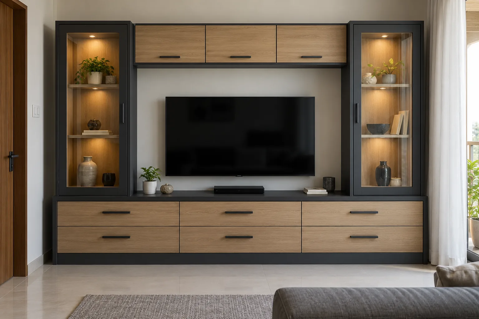 GI Twin Grid TV Unit AI-generated design concept