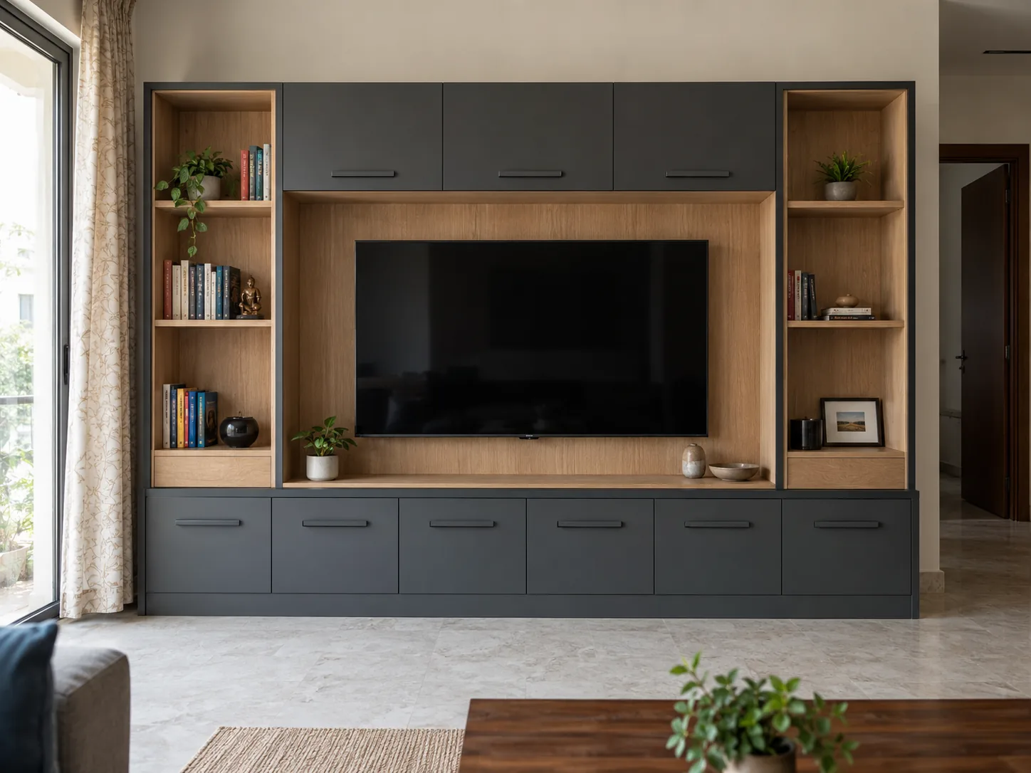 Aluminium Library Grid TV Unit AI-generated design concept
