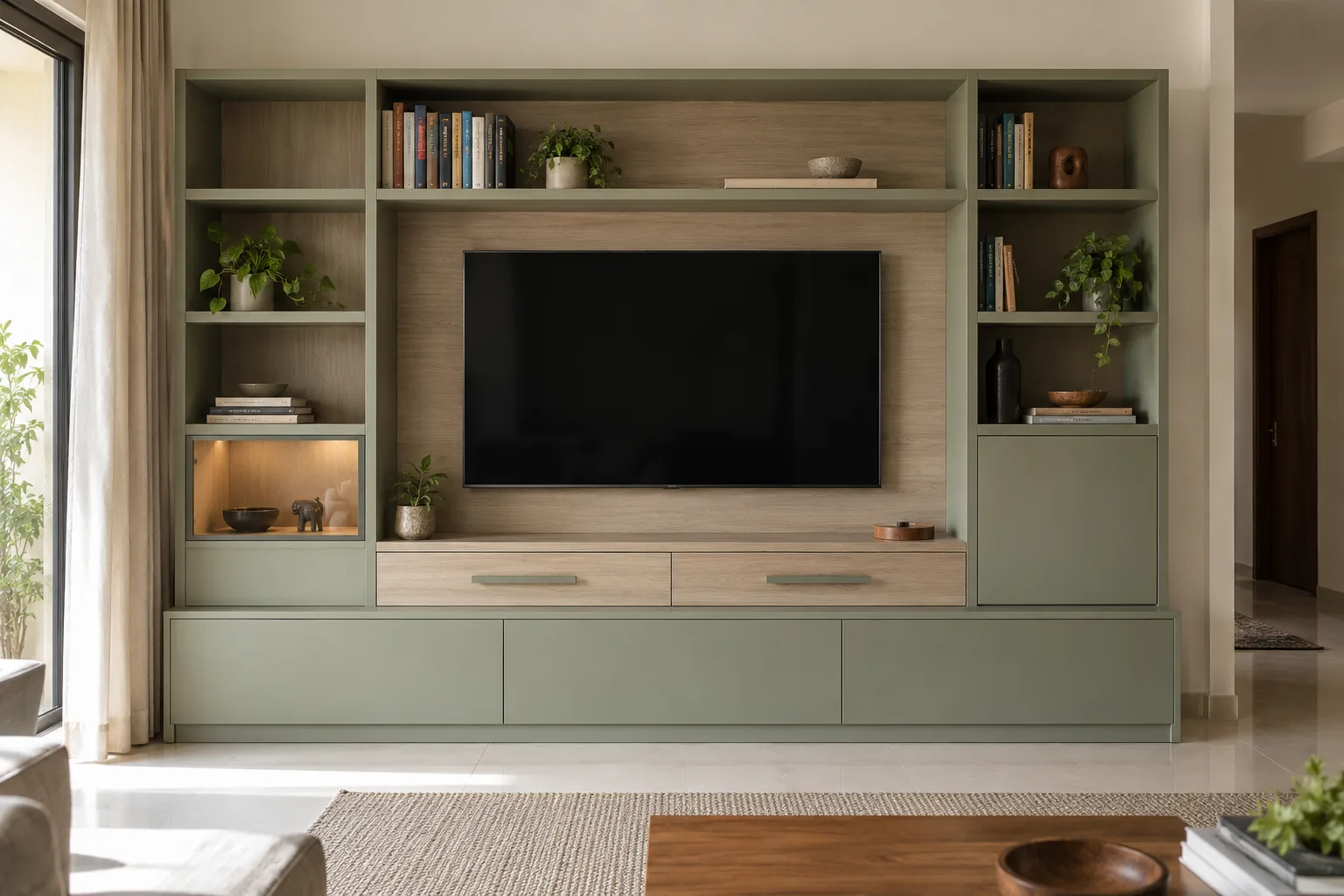 GI Library Split TV Unit AI-generated design concept