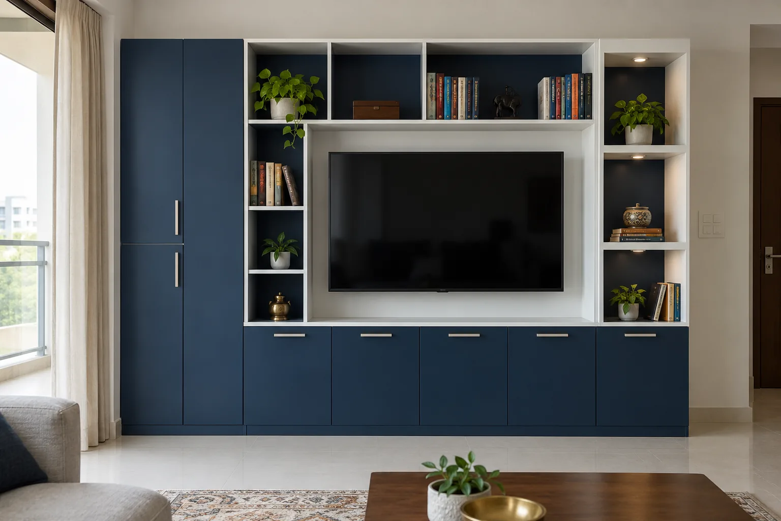 Aluminium Library Rhythm TV Unit AI-generated design concept