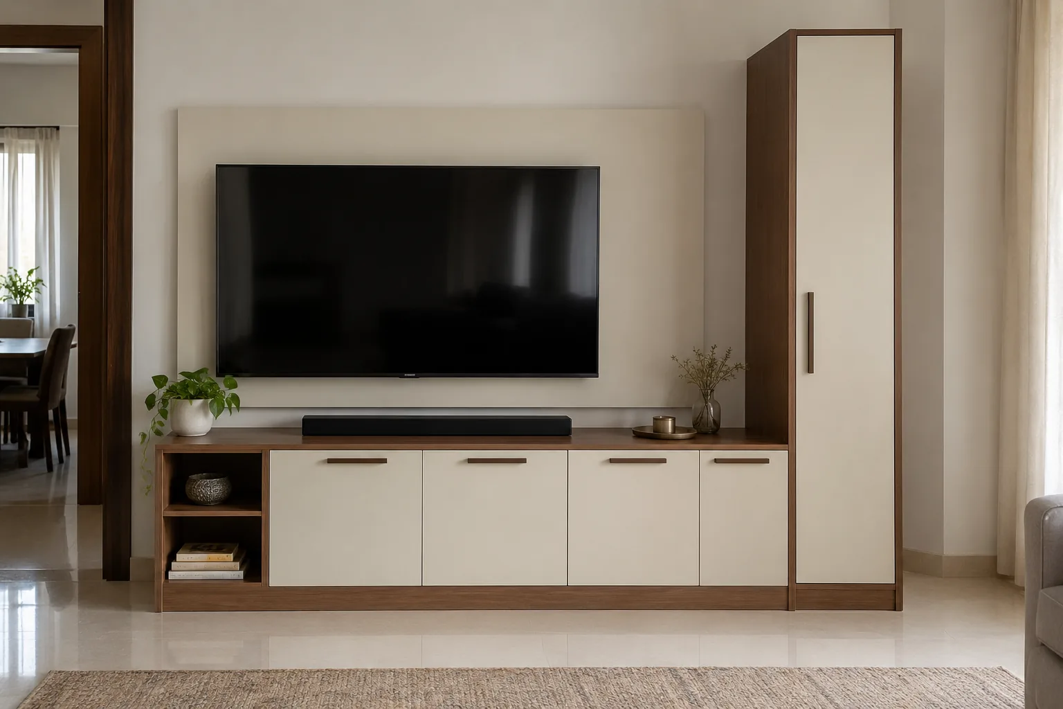 Aluminium Compact Offset TV Unit AI-generated design concept