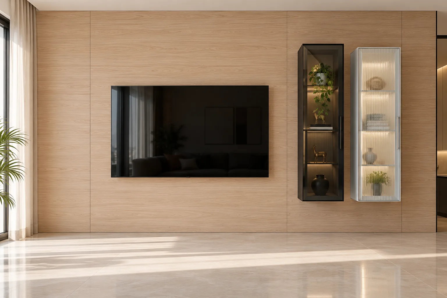 GI Espresso Glass TV Unit AI-generated design concept